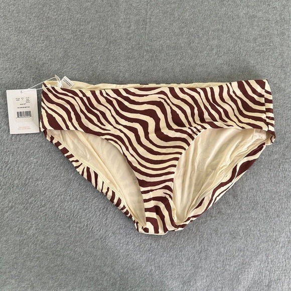 Andie Swimwear The Hipster Bikini Bottom Bias Stripe Truffle Sz Medium Sculpting - Picture 3 of 11
